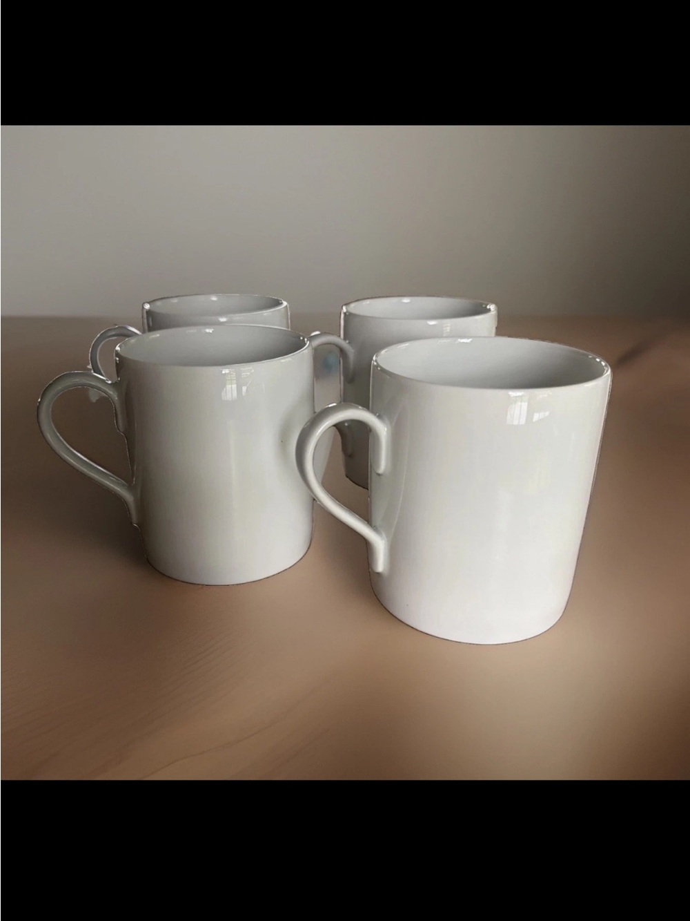 Apilco White Porcelain Mugs Set of 4 With Handle Made in France